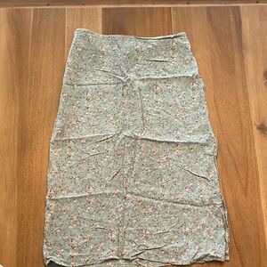 Brandy Melville Floral Light Blue Midi Skirt